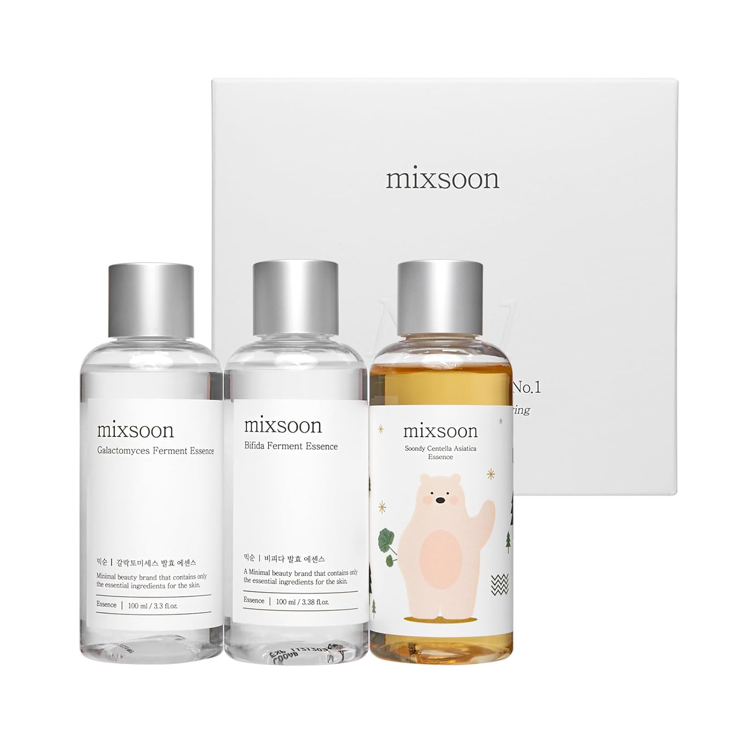 No.1 Essence Layering Set (Soondy Centella Asiatica +Galactomyces+Bifida) 3.38Fl.Oz*3Ea 10.14Fl.Oz