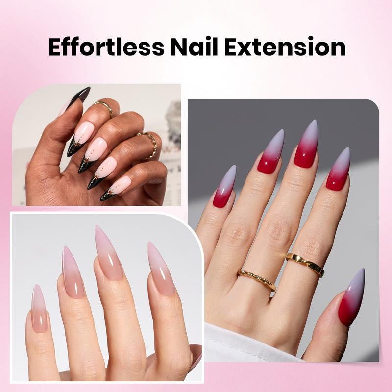 Beetles Tipex Lite Apex Nail Tips Kit 192PCS All in One Kit with UV Nail Glue, Base & Top Coat, Mini Nail Lamp, Nail Clipper & Cuticle Nipper,Pre-Building Pre-Etched Acrylic Tips Kit