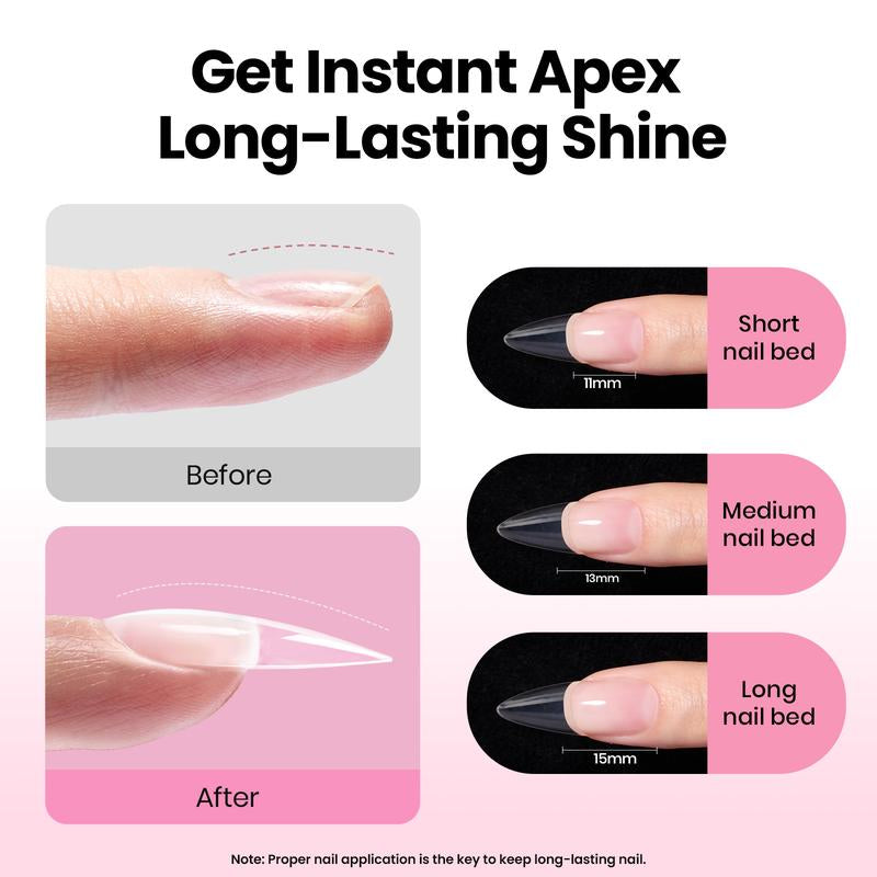 Beetles Tipex Lite Apex Nail Tips Kit 192PCS All in One Kit with UV Nail Glue, Base & Top Coat, Mini Nail Lamp, Nail Clipper & Cuticle Nipper,Pre-Building Pre-Etched Acrylic Tips Kit