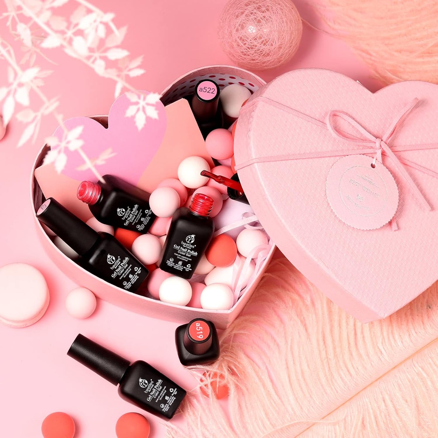 Beetles Pink Gel Nail Polish Nude Pink Rose Red Milky White Gel Polish Set Sweetheart Candies Collection Soak off UV LED Gifts for Mom