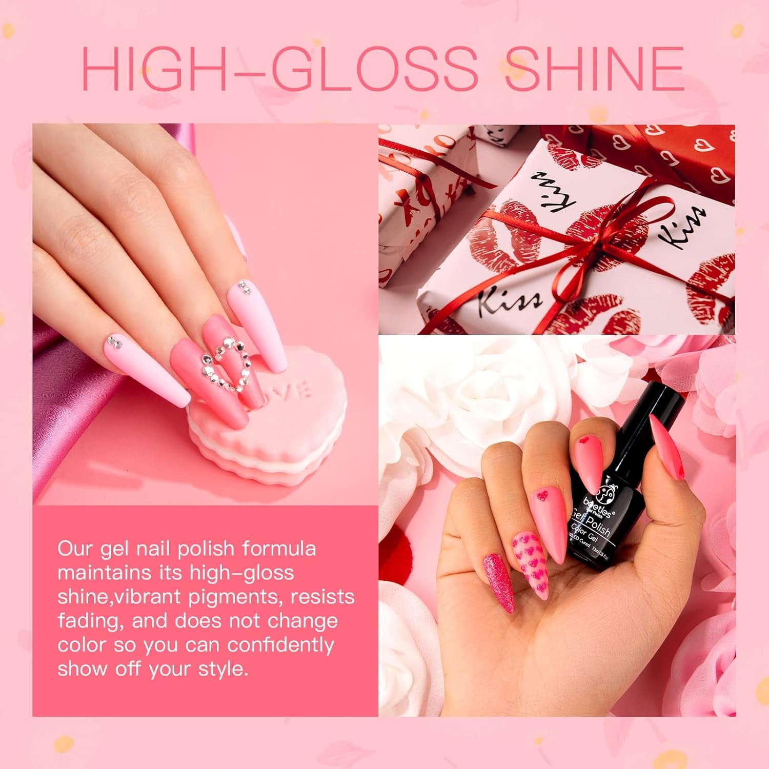 Beetles Pink Gel Nail Polish Nude Pink Rose Red Milky White Gel Polish Set Sweetheart Candies Collection Soak off UV LED Gifts for Mom