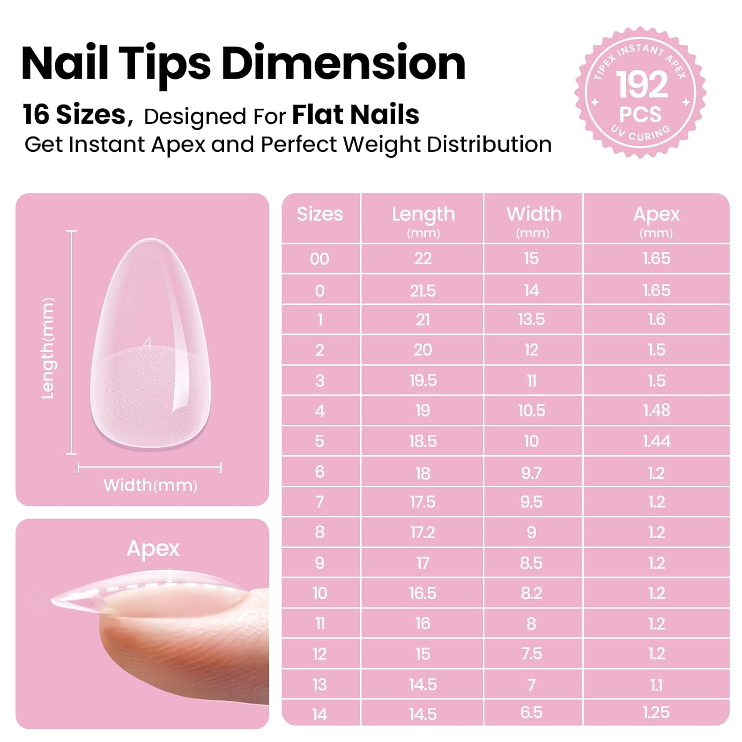 GlassNail Tipex Lite Apex Nail Tips Kit 192PCS All in One Kit